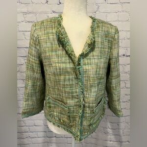 NY collection green tweed blazer size medium